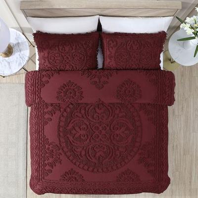 Beatrice Home Fashions/Bed Chenille Medallion Bedspread, Queen, Burgundy