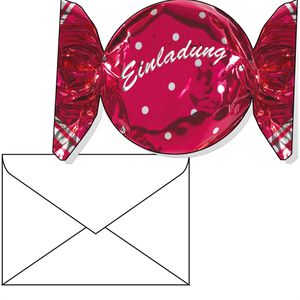 bsb Einladungskarten 417418-2, Bonbon, 105 x 145 mm (A6), Klappkarten mit Umschlag, 5 Stück
