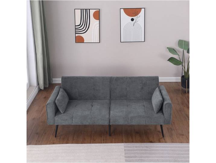 Canape Convertible 3 Places Gris Canape Lit Europeen FloraGrace Pour Salon Chambre Bureau Dossier Reglable 175x71x71cm