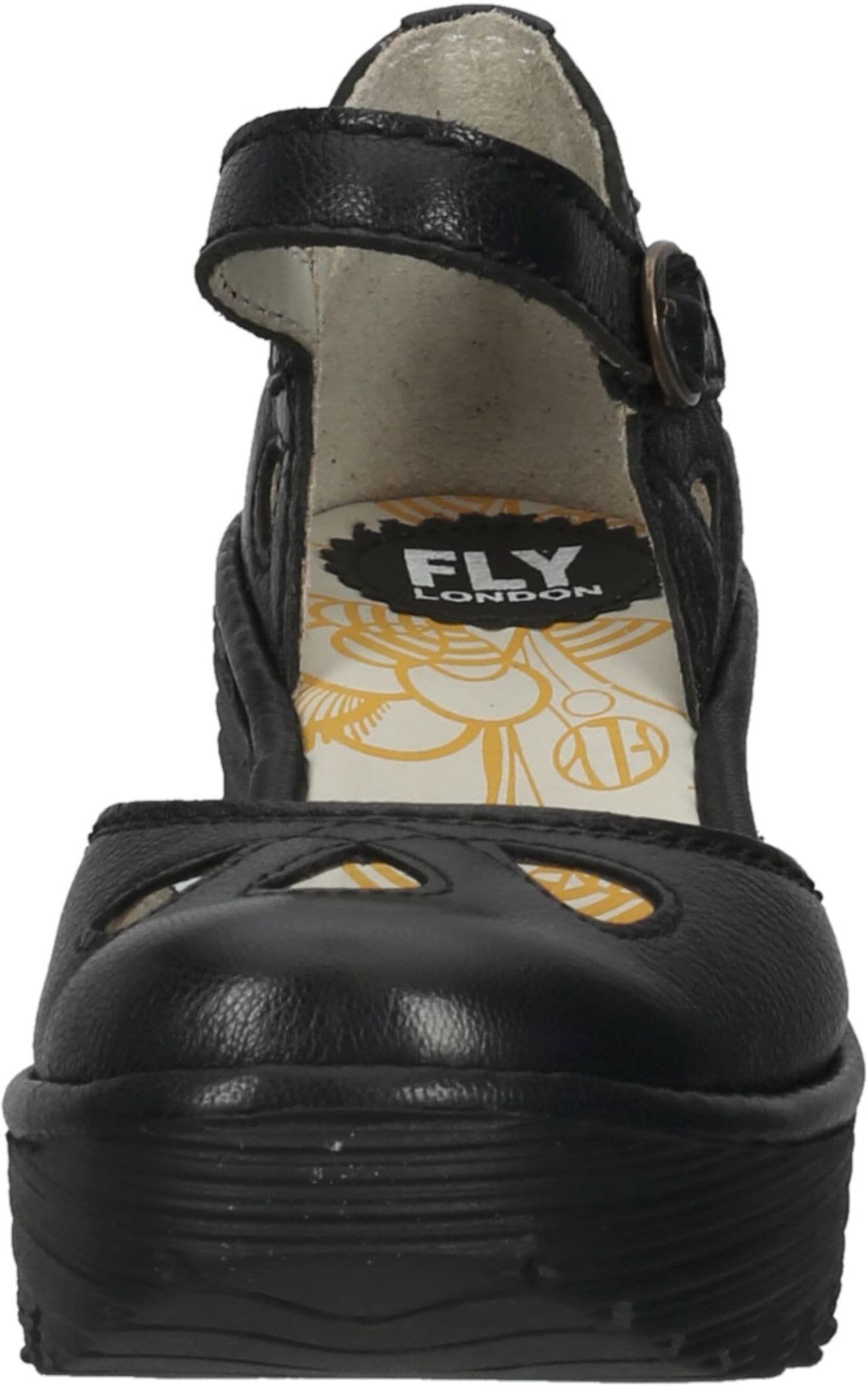 Keilpumps FLY LONDON "Fly London Sandalen Leder", Damen, Gr. 40, Leder, schwarz, Schuhe