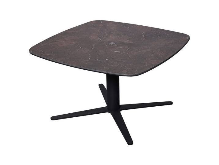 Novel Couchtisch, Anthrazit, Dunkelbraun, Metall, Glas, Keramik, quadratisch, Flachrohr, Sternfuß, 80x47-67x80 cm, höhenverstellbar, Wohnzimmer, Wohnzimmertische, Couchtische, Couchtische Glas