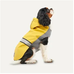 Goo-eez Gooeez Reflective Hooded Raincoat L Yellow/Grey (L, Hunderegenmantel), Hundemantel