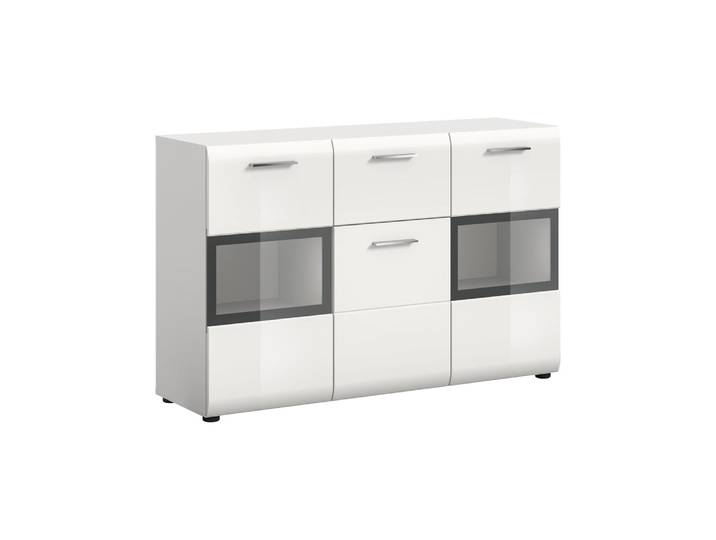 Buffet 1 porte 3 tiroirs 125x37x81 cm blanc - icedy