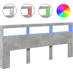 vidaXL LED-Kopfteil mit Ablage Betongrau 220x17x102 cm
