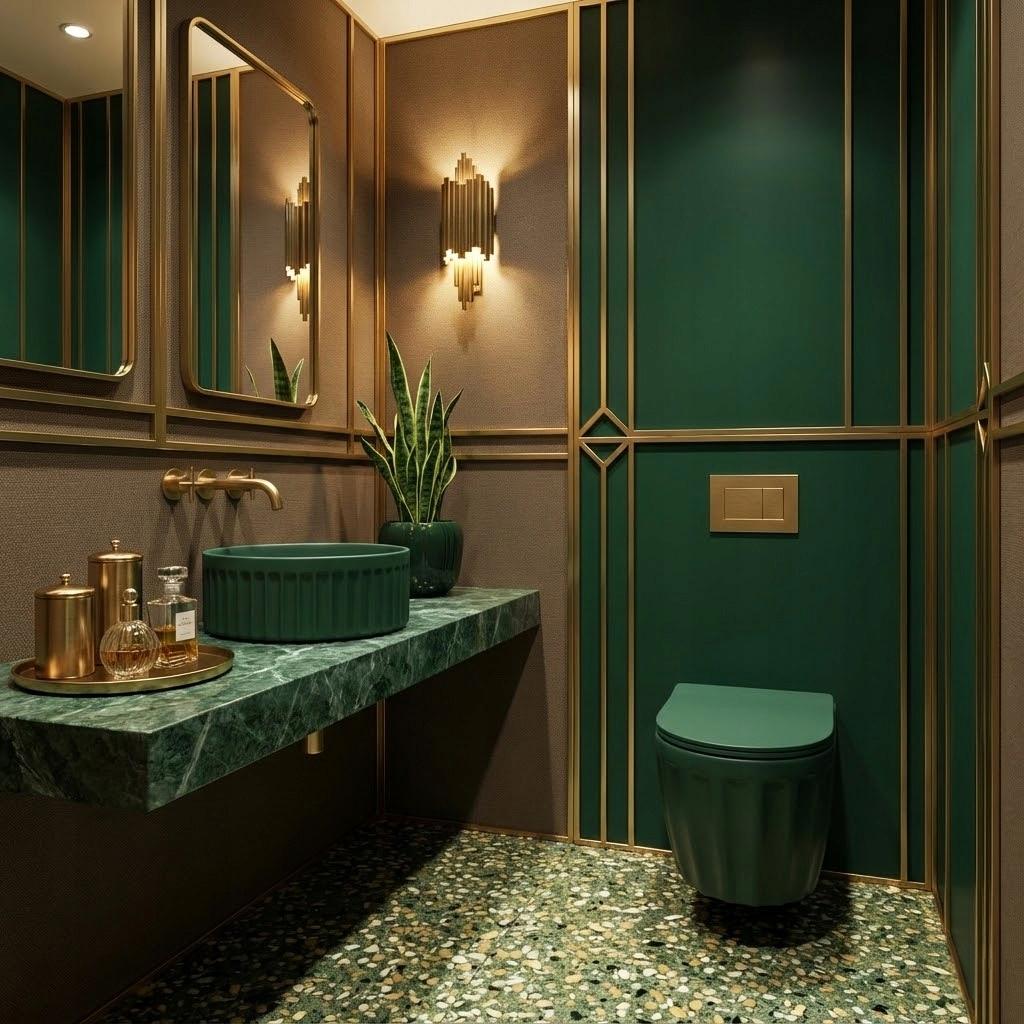 Set Waschbecken und Toilettenschüssel Wandhängendes WC Grün