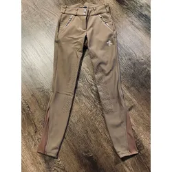 fairplay Damen Reithose Marley taupe grey mit kleinen silbernen Gebiss-Schnallen verziert, Größe: 38