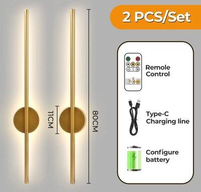 Uplift Picks 2 Piece Magnetic Rechargeable Wall Lamp Wireless LED Sconce Set gold 50 Cm 2 Pcs