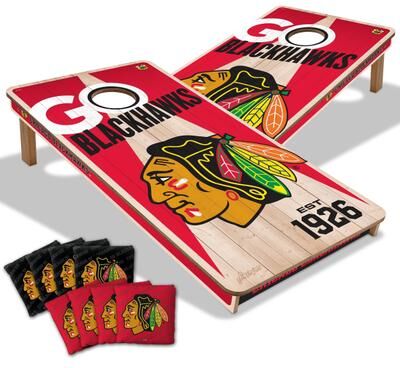 Skip's Garage Chicago Blackhawks NHL 2x4 Cornhole Board Set