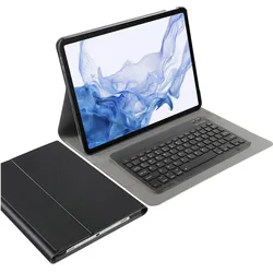 Cazy Tastatur Hülle Kompatibel mit Samsung Galaxy Tab S8+ - Schutz Etui mit magnetisch Abnehmbarer (DE, Samsung Galaxy Tab S8+), Tablet Tastatur, Schwarz