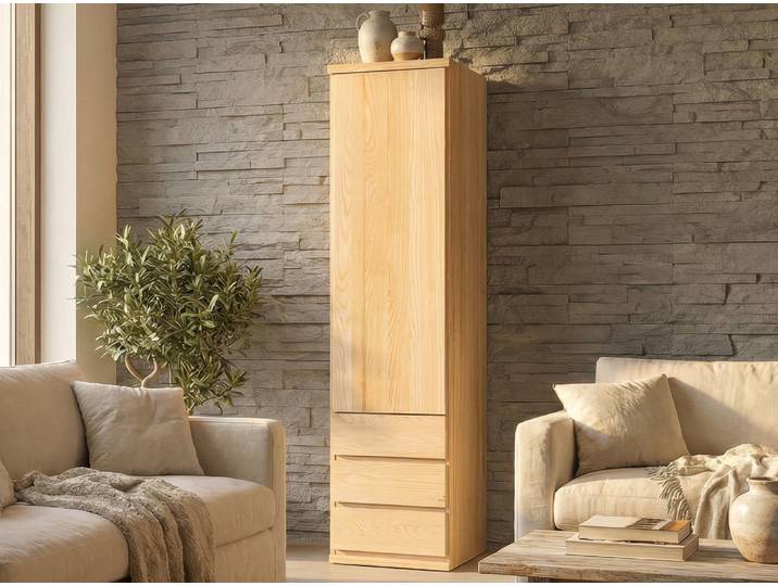 Drehtürenschrank „Romana“ Esche 1-türig Massivholz Esche