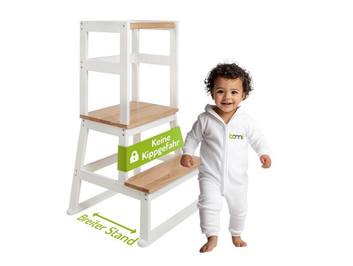 BOMI Stehhilfe Montessori Lernturm Swubi (sicherer Tritthocker, Lernturm für Kinder, 1 St), Montessori Kinder Schemel Kinderhocker aus Holz