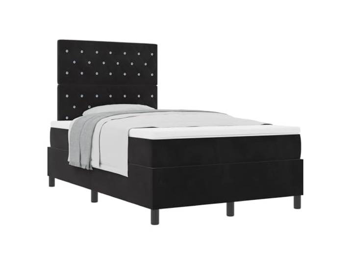 KTHLBRH Boxspringbett Boxspringbett schwarz 120 x 200 cm Samt Kopfteil in zwei Höhen verstellbar, Taschenfedern, Holz, massives Kiefernholz, Pfostenbeine