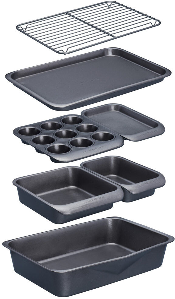 MasterClass Smart Space Seven-Piece Stacking Non-Stick Baking & Roasting Set Gray 7
