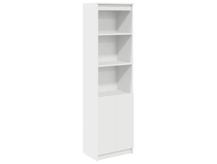 KPOTUERTU Highboard Weiß 50x35x180 cm Holzwerkstoff Mit Wandhalterung, Tür, glatte Oberfläche, feucht abwischbar, vielseitig nutzbar