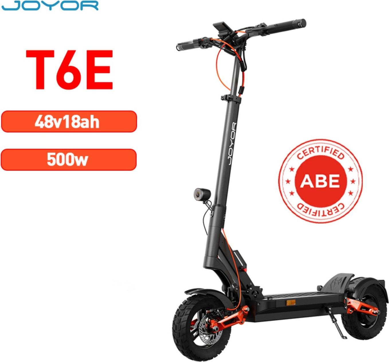 JOYOR T6E Elektroroller ABE- - 500W Motor 48V18AH Akku Faltbar 10" Offroad Reifen - Schwarz