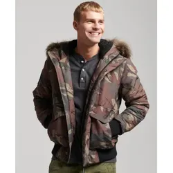 Superdry für Herren. M5011742A Everest camouflage gesteppte Bomberjacke mit Kapuze (S), Lässig, Polyester