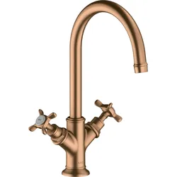hansgrohe AXOR Montreux Zweigriff Waschtischarmatur 210, ohne Ablaufgarnitur, 16506140, Farbe: Brushed Bronze