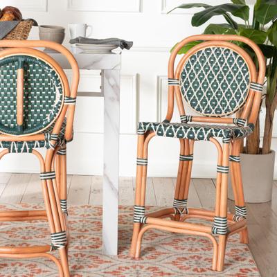 Mattie Rattan Bistro Counter Stool, Green by Bali & Pari in Green (Size OS)