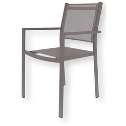 Stapelsessel Aria aus Aluminium und Textilene, Outdoor-Stuhl im modernen Design, taupe