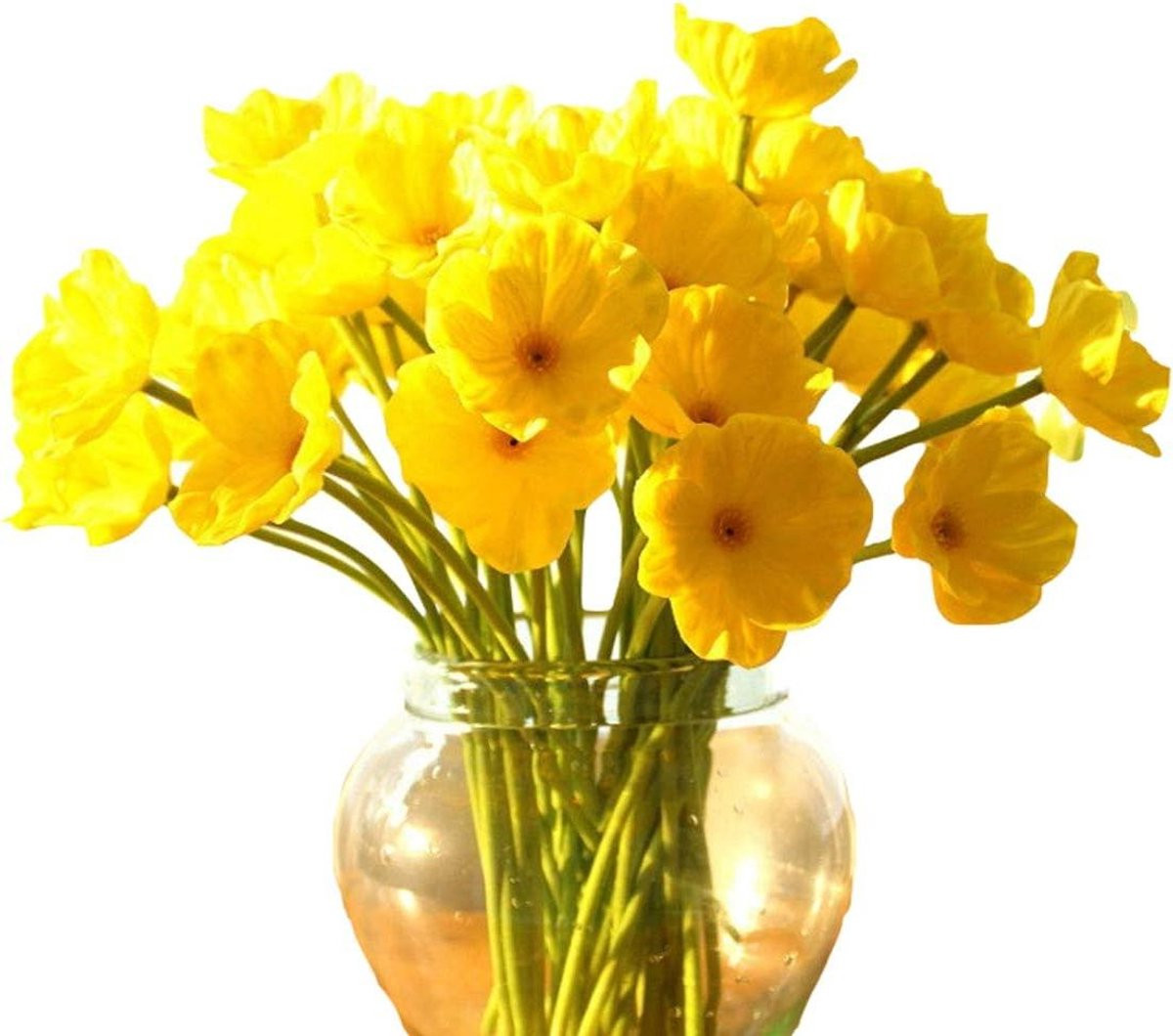 Nep Papaver Bloemen - Kunstmatige Klaprozen - Real Touch Latex - Geel - 10 stuks