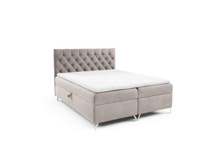 Home Collective Boxspringbett mit Stauraum und Topper Beige 140x200 cm, 140x200 cm, Schlafzimmer, Betten, Boxspringbetten