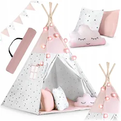 Nukido Kinder-Tipi im Montessori-Stil mit Baumwolle und Holzrahmen
