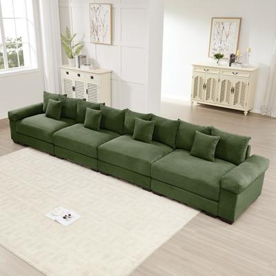 Oversized Corduroy Cloud Modular Sofa with Throw Pillows