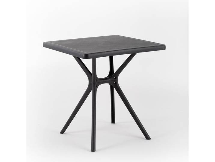 Table de jardin carrée - RATTATAN - 80x80 cm - Anthracite - Résine - 4 personnes