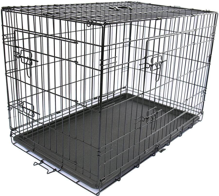 Archie & Oscar Branford Pet Puppy Cage Dog Animal Crate Foldable Transport Carrier with Tray Black 76cm H x 106cm W x 68cm D
