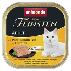 animonda Vom Feinsten Adult mit Schlemmerkern 100g Schale Katzennassfutter Sparpaket 64 x 100 Gramm Pute, Rindfleisch + Karotten