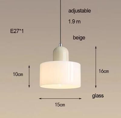 Inspired Finds Nordic Modern Glass Bedside Pendant Light Long Line E27 Chandelier For Bedroom Restaurant Bar white warm White