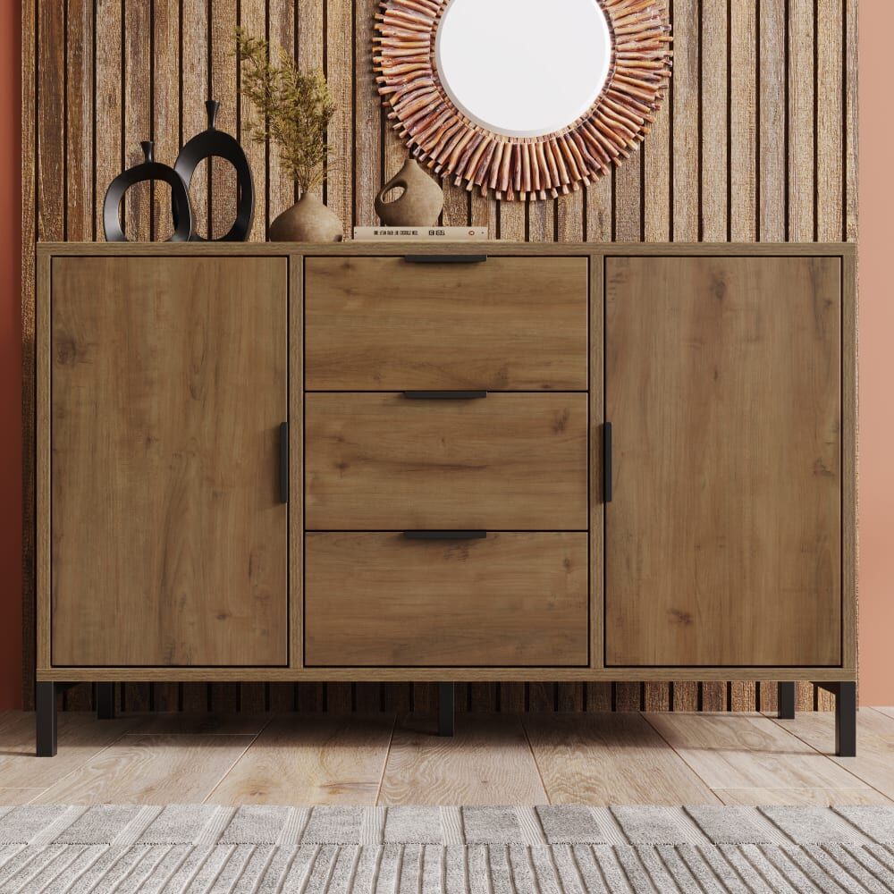 Urban Meuble Aparador estilo industrial efecto madera de roble oscuro
