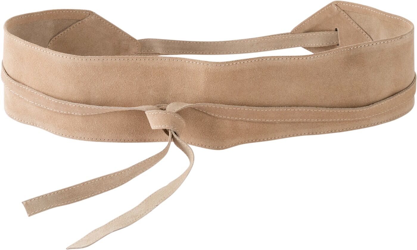 Ledergürtel BONPRIX, Damen, Gr. 95, beige (latte macchiato), Leder, unifarben, Gürtel Ledergürtel, aus Veloursleder, aus Büffelleder, individuelle Passform latte macchiato 95