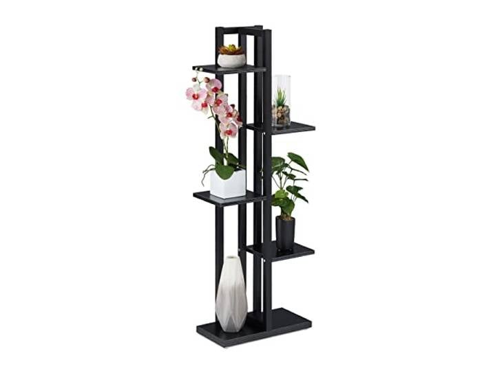 Relaxdays Pflanzenregal Blumentreppe mit 5 Ablagen, schwarz