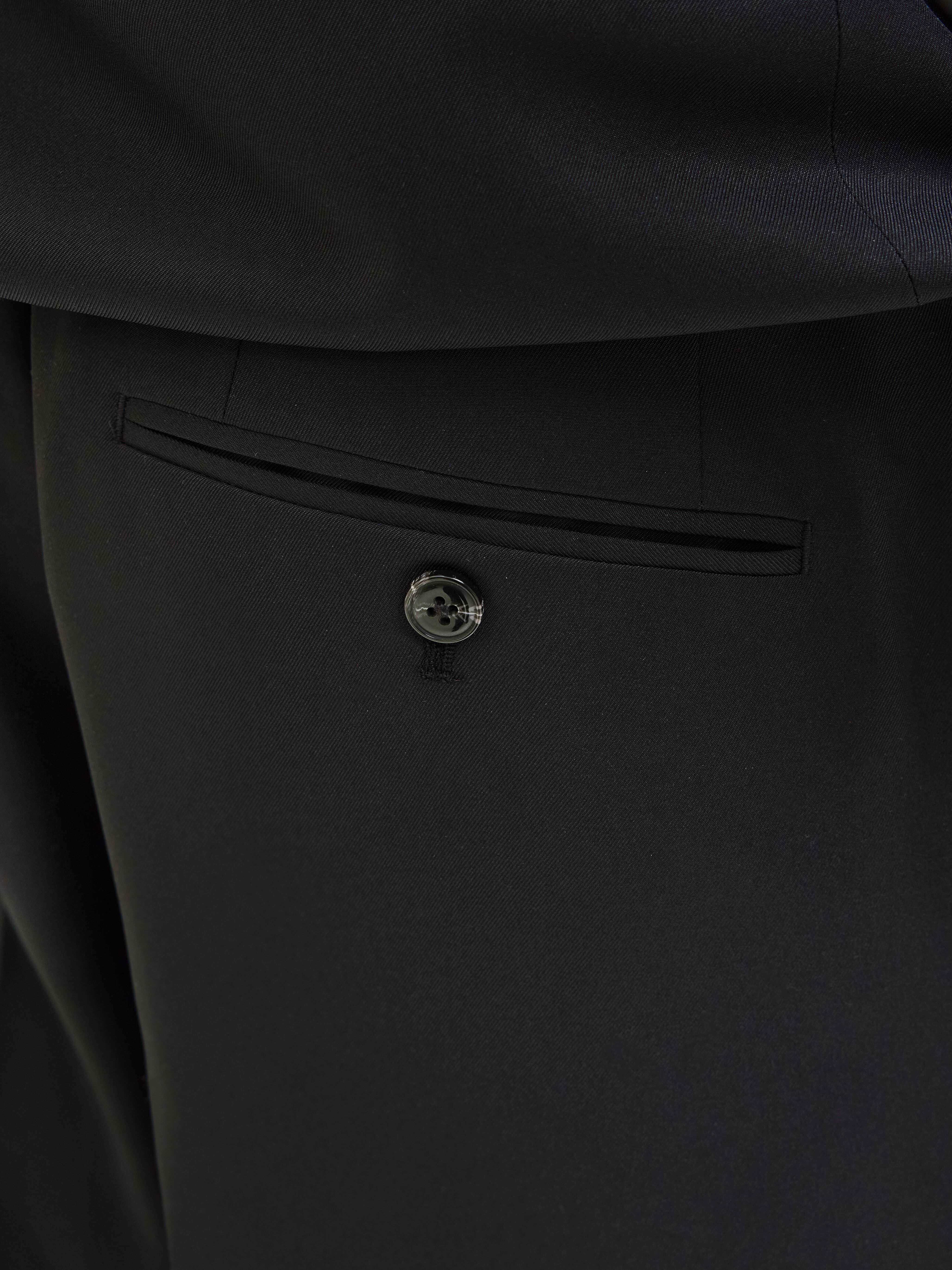 Anzug JACK & JONES "JPRCOSTA SUIT", Herren, Gr. 56, N-Gr, schwarz, Web, Obermaterial: 100% Polyester, unifarben, sehr schmal, Anzüge Anzug, aus Polyester, sehr schmale Passform, mit Reverskragen, Langarm-Sakko schwarz 56, N-Gr