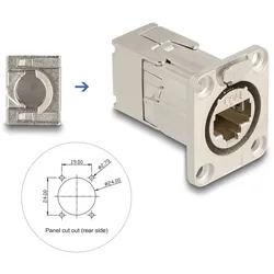 Delock D-Typ RJ45 Einbaubuchse mit LSA Anschluss Cat.6A STP Metall