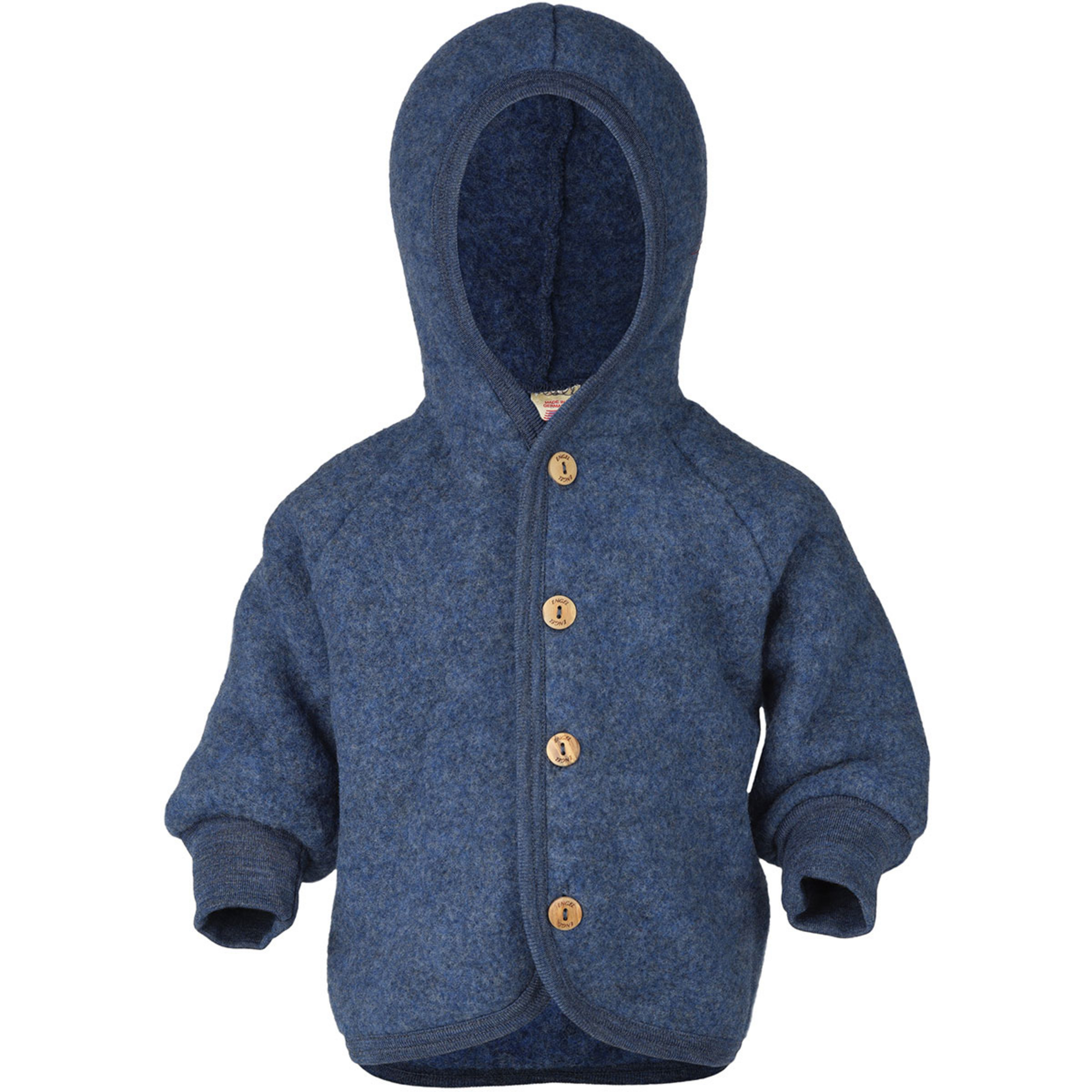 Engel Wollfleece Kinder Freizeitjacke, Parkas blau Größe 110 Trekking Hautfreundlich Merinowolle