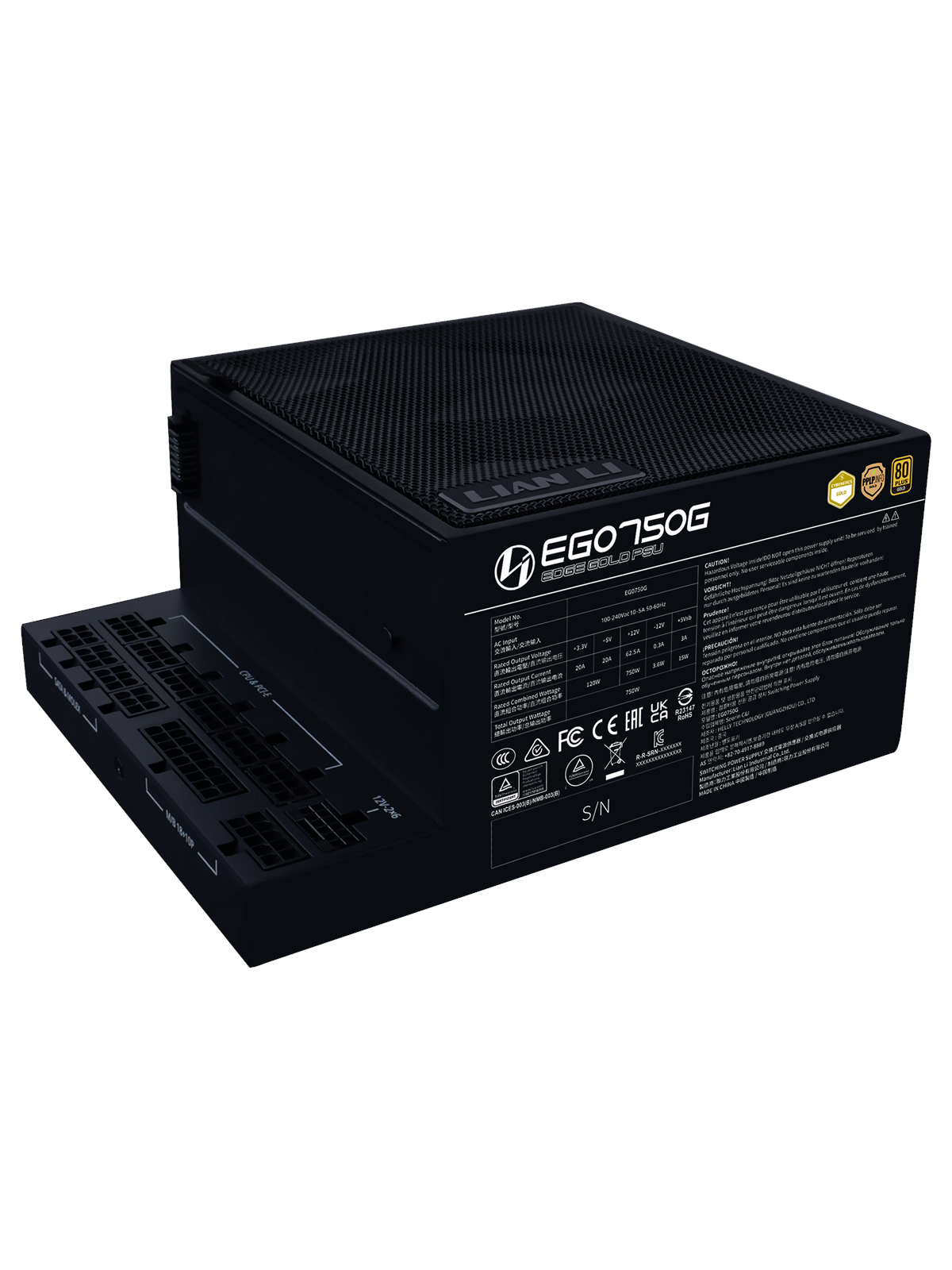 Lian Li Edge Gold 750W Black Netzteile - 750 Watt - 120 mm - ATX 3.1 - 80 Plus Gold zertifiziert
