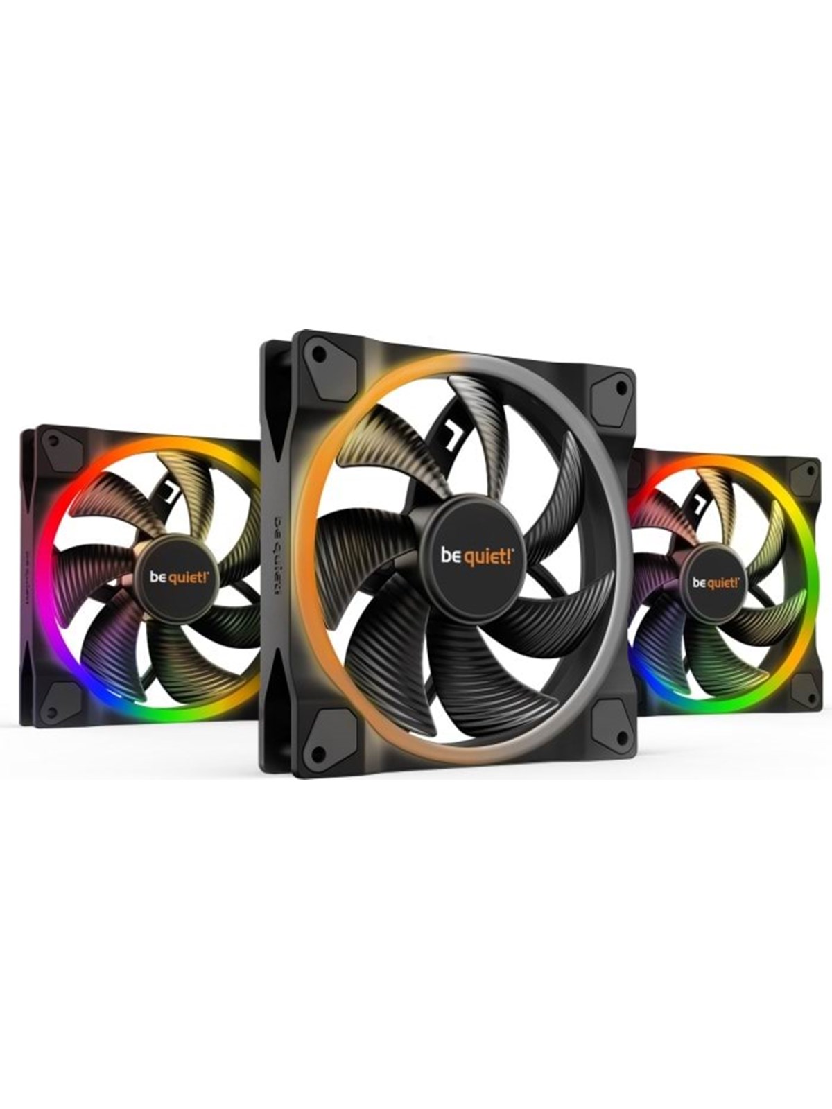 be quiet! LIGHT WINGS 140mm PWM - triple pack - Gehäuselüfter - 140mm - Schwarz mit RGB LED - 23 dBA
