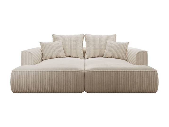 Canapé fixe velours 3 places beige