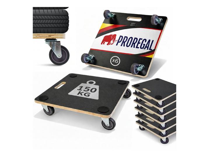 PROREGAL® Transportroller MegaDeal Profi Möbelroller Rollbrett Transporthilfe Rollwagen HERCULES, (6-St), Stabile Transporthilfe Rollbrett Möbelroller Möbel-Transport Rollwagen