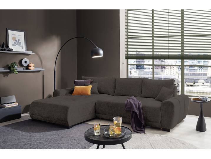 Ecksofa mit Schlaffunktion Grau Chenille Triss 321 x 91 x 184cm Beidseitig montierbar mit Schlaffunktion Modern