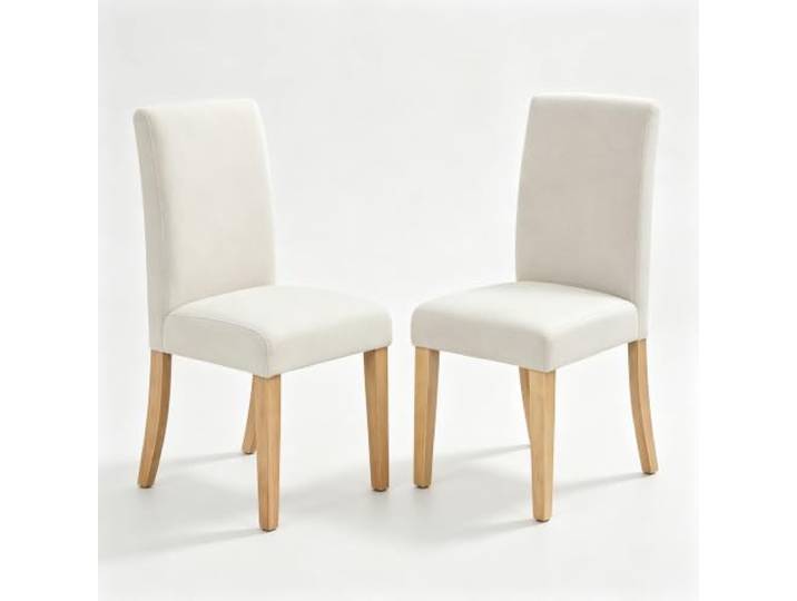 Hapterouse Esszimmerstühle 2er-Set Leinen Gepolstert Holzbeine Weiß 120 kg Gepolsterte Sitzfläche, atmungsaktiver Bezug, ergonomische Lehne, Küche & Wohnraum