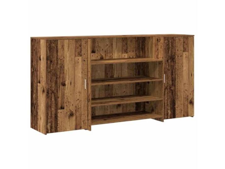 GKHPYURE Reception Holztisch 200 x 50 x 103,5 cm Spanplatte Integrierte Theke, Schrank, Spanplatte, Holz, Wandbefestigung, Montage erforderlich