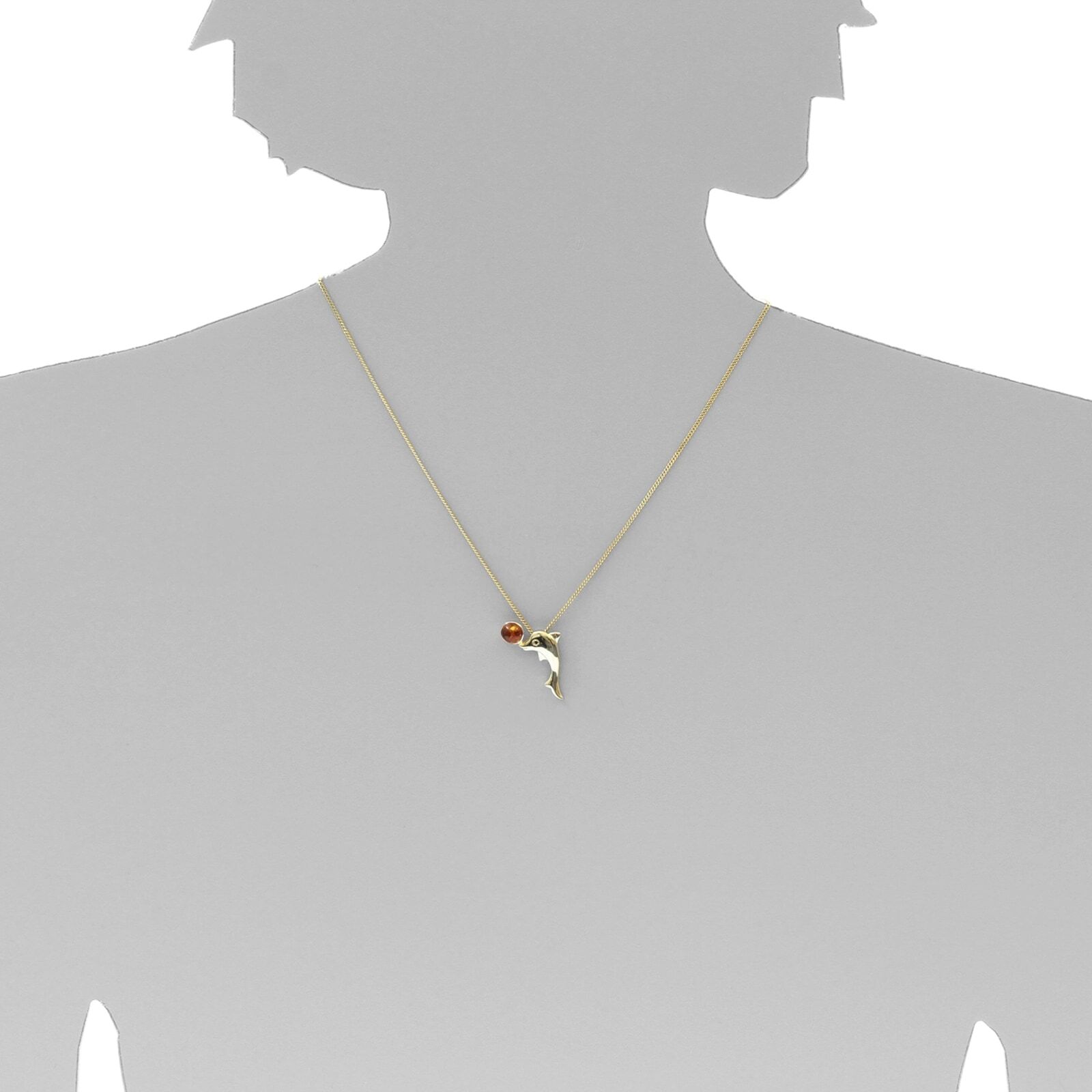 Kettenanhänger OSTSEE-SCHMUCK "Ostsee-Schmuck Anhänger Gleiter-Delphin Anhänger Gleiter-Delphin", gelb (weiß, neutral), Schmuckanhänger, Damen, 28 x 14mm, Gelbgold 333, 2,2 g, Kettenanhänger