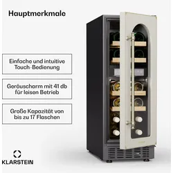 Vinovilla Victoria 17 Duo Weinkühlschrank   2 Kühlzonen   Touch   17 Flaschen   4 Regale