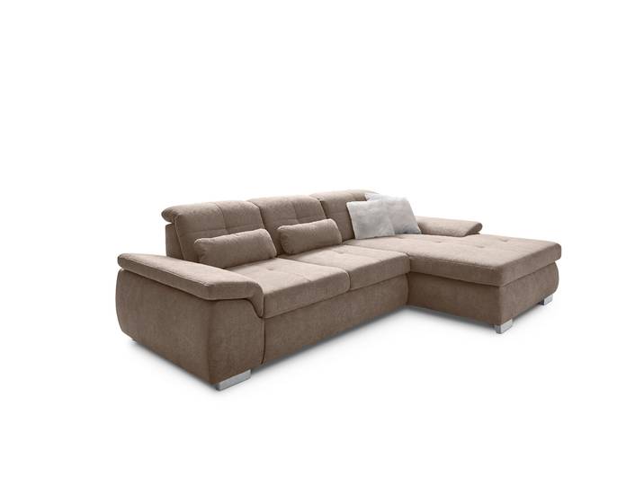 Ecksofa, Kaltschaum, Braun, 289×195 cm, Sitztiefenverstellung & Bettkasten, Modern, DIE PLANBAR