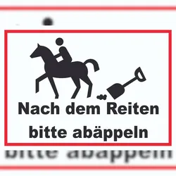 HB-Druck Bitte abäppeln Schild Pferde, Reitplatz A4 (210x297mm)