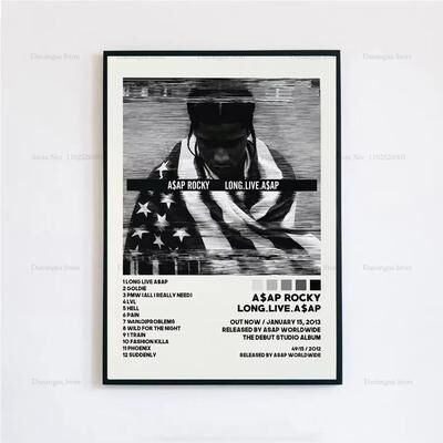 Inspired Finds ASAP Rocky Testing Album Cover Canvas Poster Aesthetic Wall Art long Live Asap Classic 19.69x27.56in No Frame