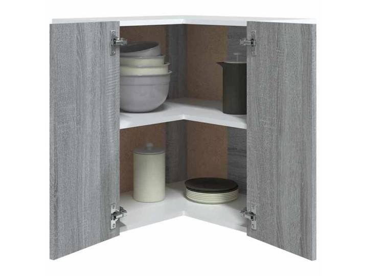 Décoratif - Meuble haut - Armoire d'angle suspendue de cuisine - Armoire polyvalente -  Lyon  Gris Sonoma 57x57x60cm - bois d'ingéni